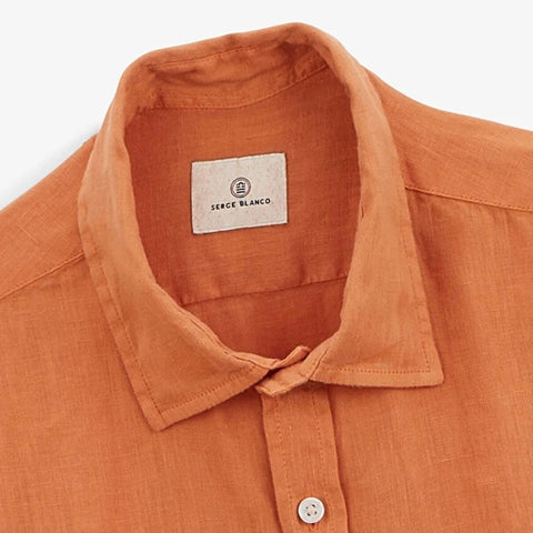 Solid Linen Shirt L/S: Orange