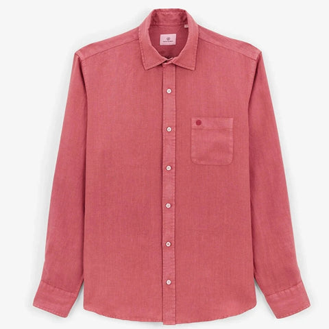 Solid Linen Shirt L/S: Red