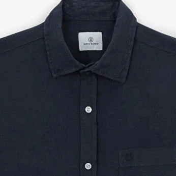 Solid Linen Shirt S/S: Dark Navy