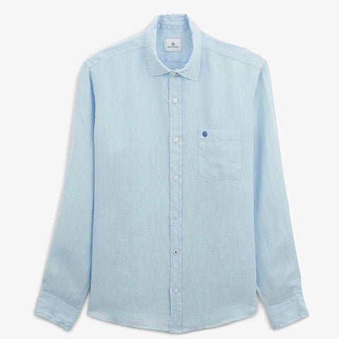 Solid Linen Shirt L/S: Cristal Blue