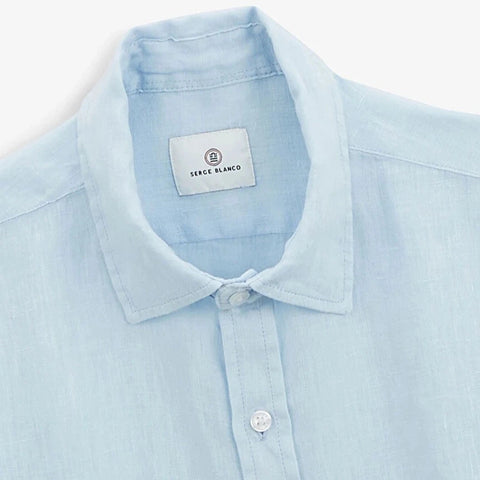 Solid Linen Shirt L/S: Cristal Blue