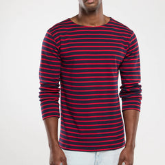 Brenton Striped Shirt L/S: Navy/Red