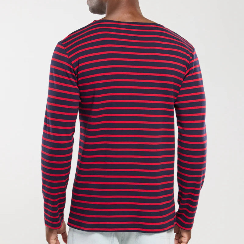 Brenton Striped Shirt L/S: Navy/Red