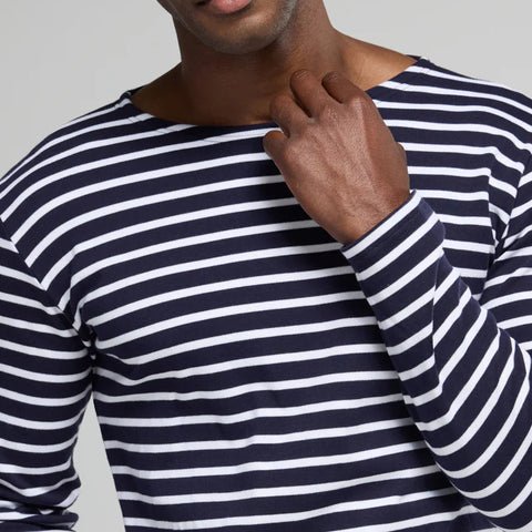 Brenton Striped Shirt L/S: Navy/White