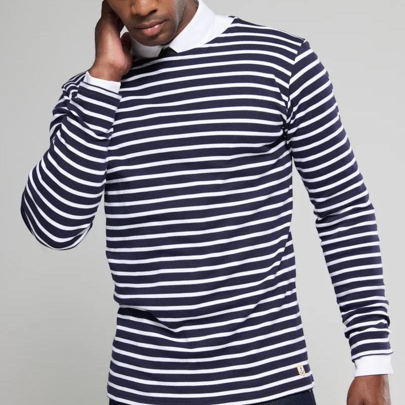 Brenton Striped Shirt L/S: Navy/White