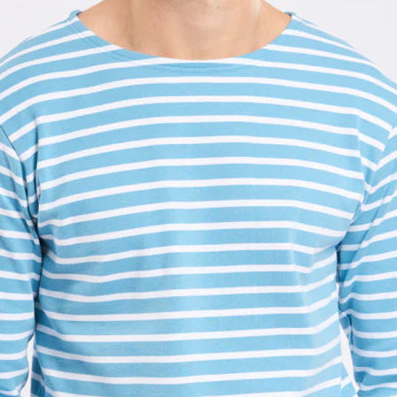 Brenton Striped Shirt L/S: Waterfall/White