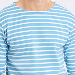 Brenton Striped Shirt L/S: Waterfall/White