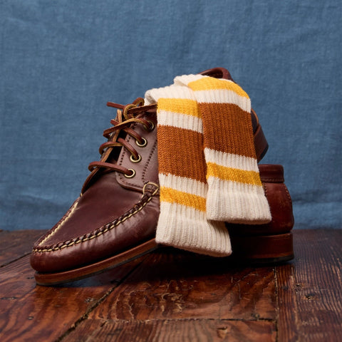 Retro Stripe Crew Sock: Orange/Gold