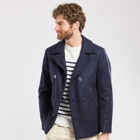 Two-Toned Pea Coat: Navy
