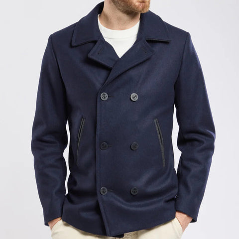 Two-Toned Pea Coat: Navy