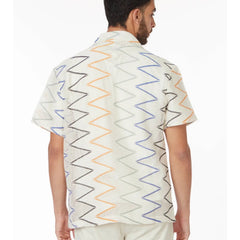 Zip Stripe Crochet Shirt S/S: Sand