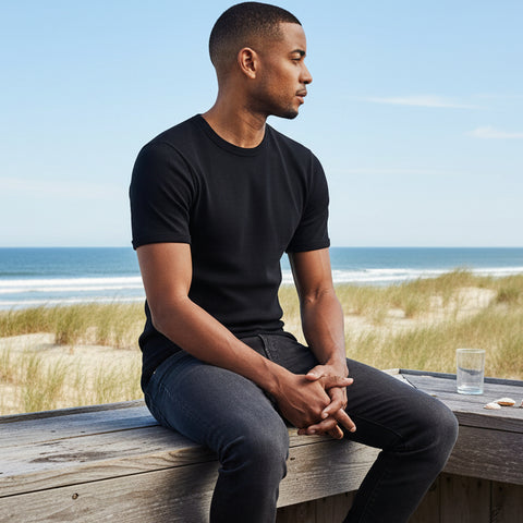 Ribbed Tee S/S: Black