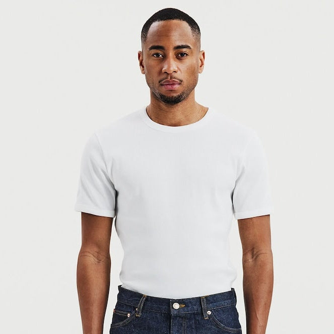 Ribbed Tee S/S: White