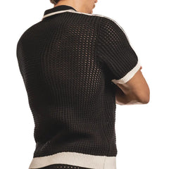 Matteo Crochet Knit Pull Over: Black