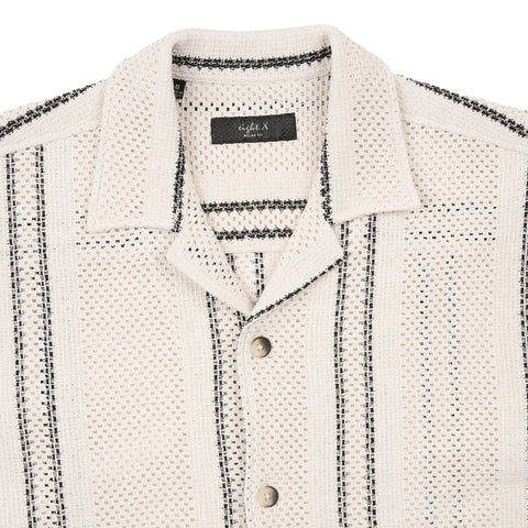 Open Guage Crochet Shirt S/S: Beige