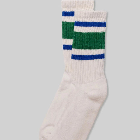 Retro Stripe Crew Sock: Kelly Green/Royal
