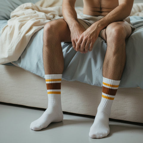 Retro Stripe Crew Sock: Orange/Gold