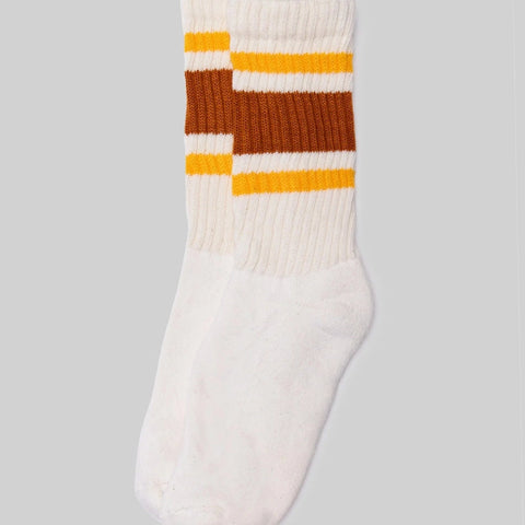 Retro Stripe Crew Sock: Orange/Gold
