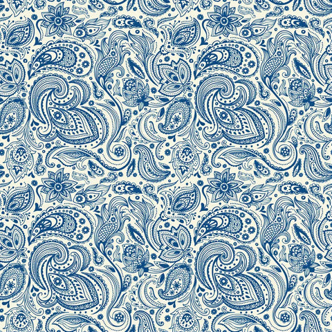 Bandana 22": English Indigo Paisley