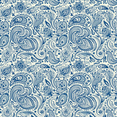 Bandana 22": English Indigo Paisley