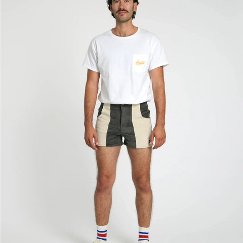 Stretch Corduroy Short: Grey & Sand