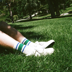 Retro Stripe Crew Sock: Kelly Green/Royal