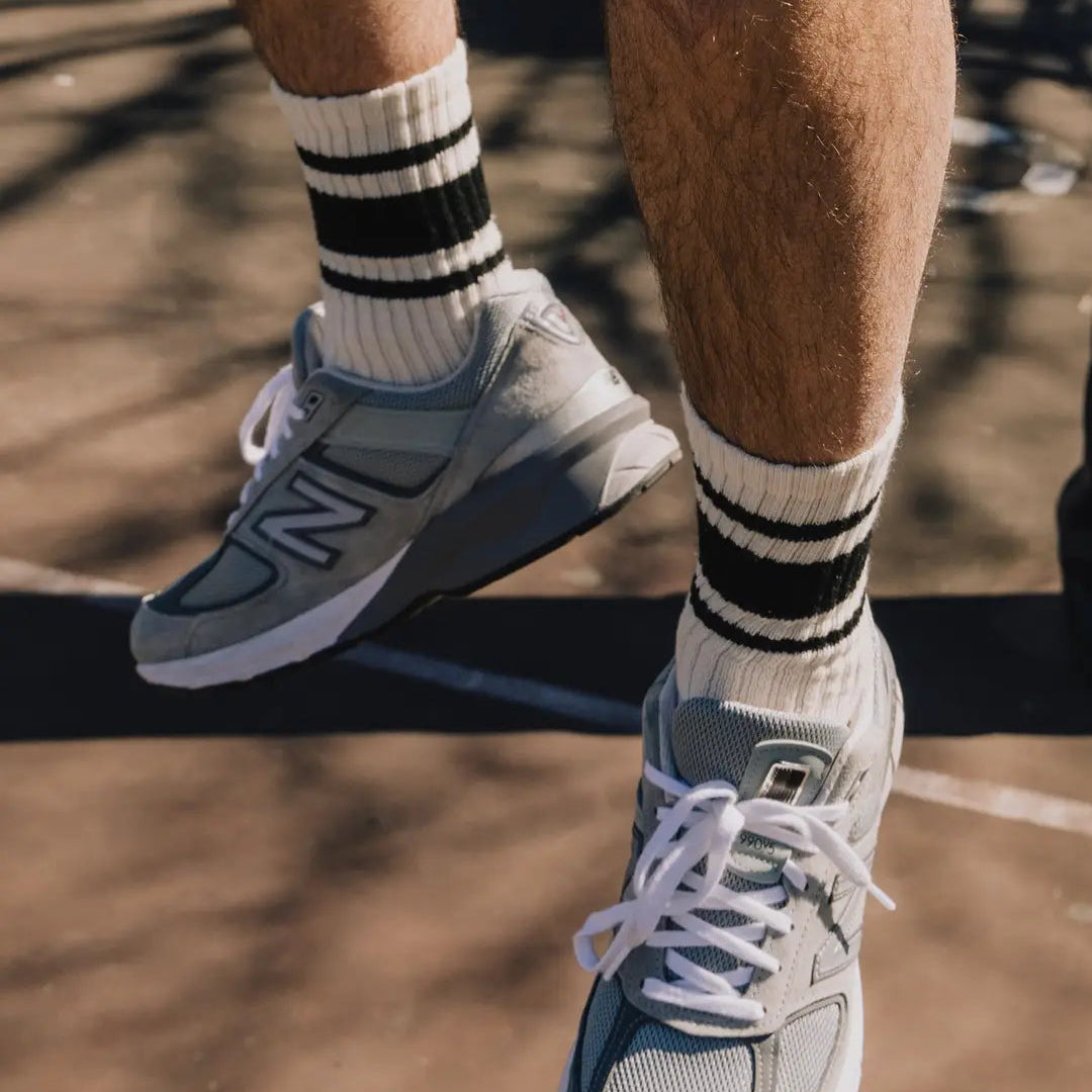 Mono Stripe Crew Sock: Black