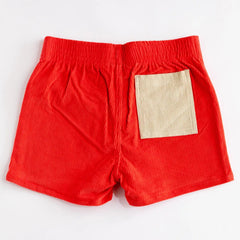 Stretch Corduroy Short: Red & Sand