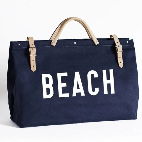 BEACH Canvas Bag: Navy