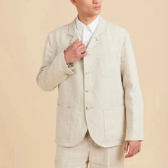 Albin Linen Jacket: Beige