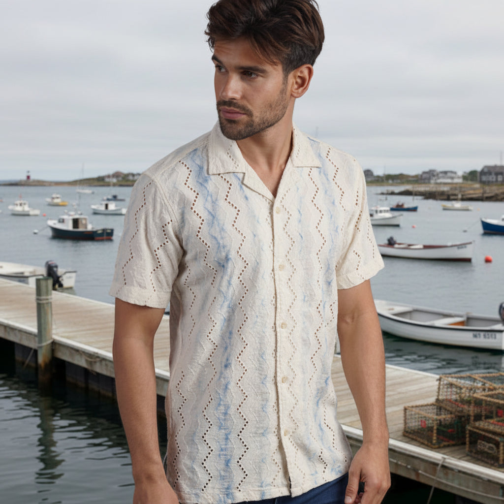 Laguna Perforated Shirt S/S: Natural