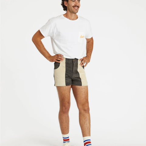 Stretch Corduroy Short: Grey & Sand