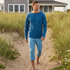 Brenton Striped Shirt L/S: Dark Blue/Deep Marine