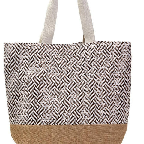Chevron Weave Tote Bag: Blue & White