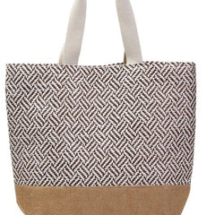 Chevron Weave Tote Bag: Blue & White