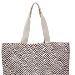 Chevron Weave Tote Bag: Blue & White