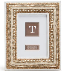 Natural Beaded 5X7 Frame: White Wash & Tan