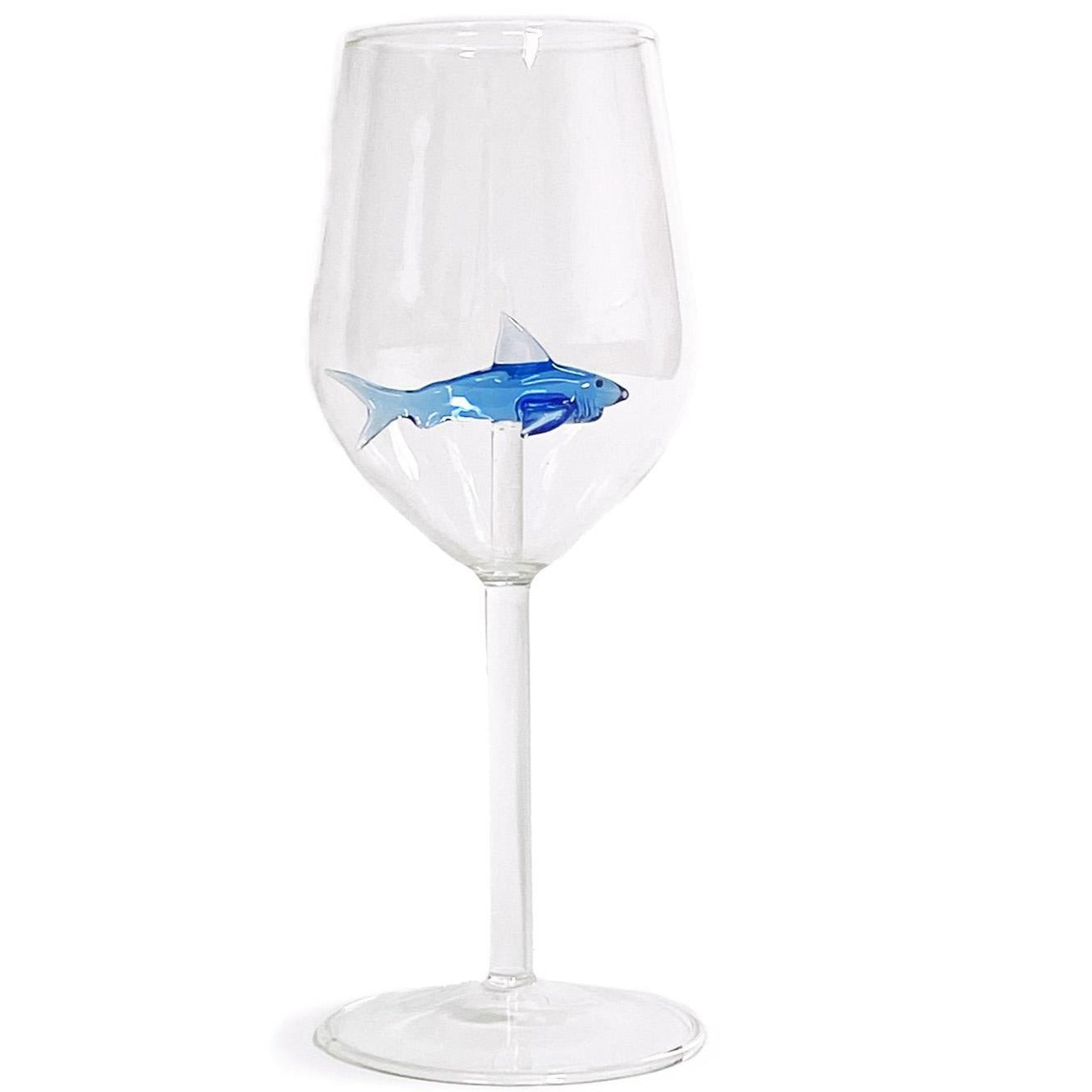 Great White Shark Stemmed Wine Glass
