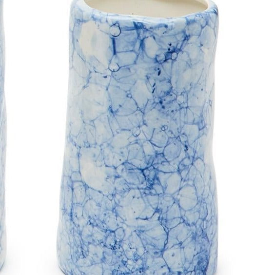 Blue Sponge Vase: 6" Tall