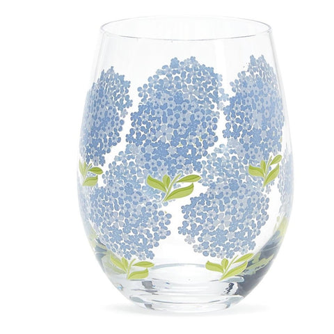 Hydrangea Design Stemless Wine Glass