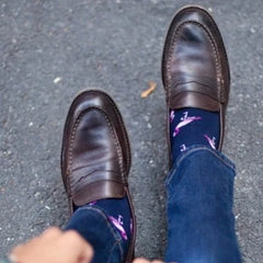 Crew Sock: Manhattan Flamingos Navy