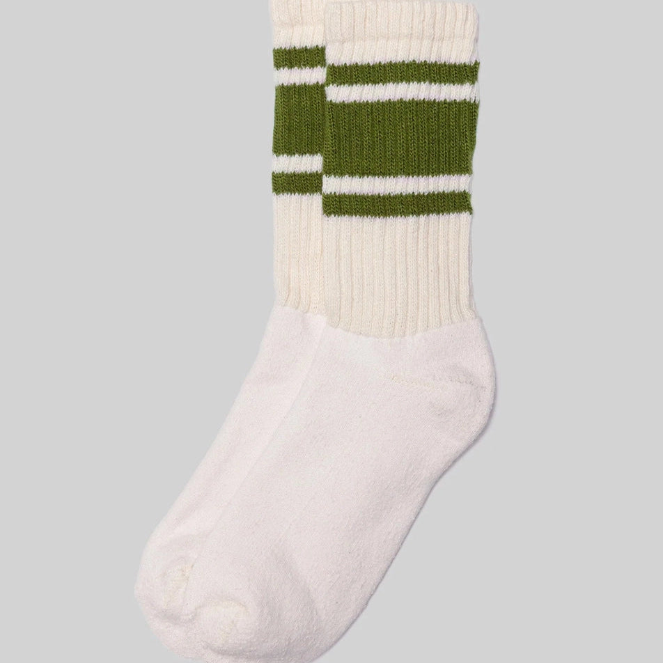Mono Stripe Crew Sock: Chive