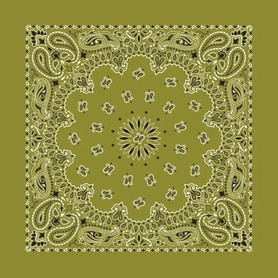 Bandana 22": Olive Paisley
