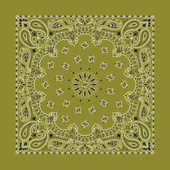 Bandana 22": Olive Paisley