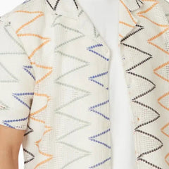 Zip Stripe Crochet Shirt S/S: Sand