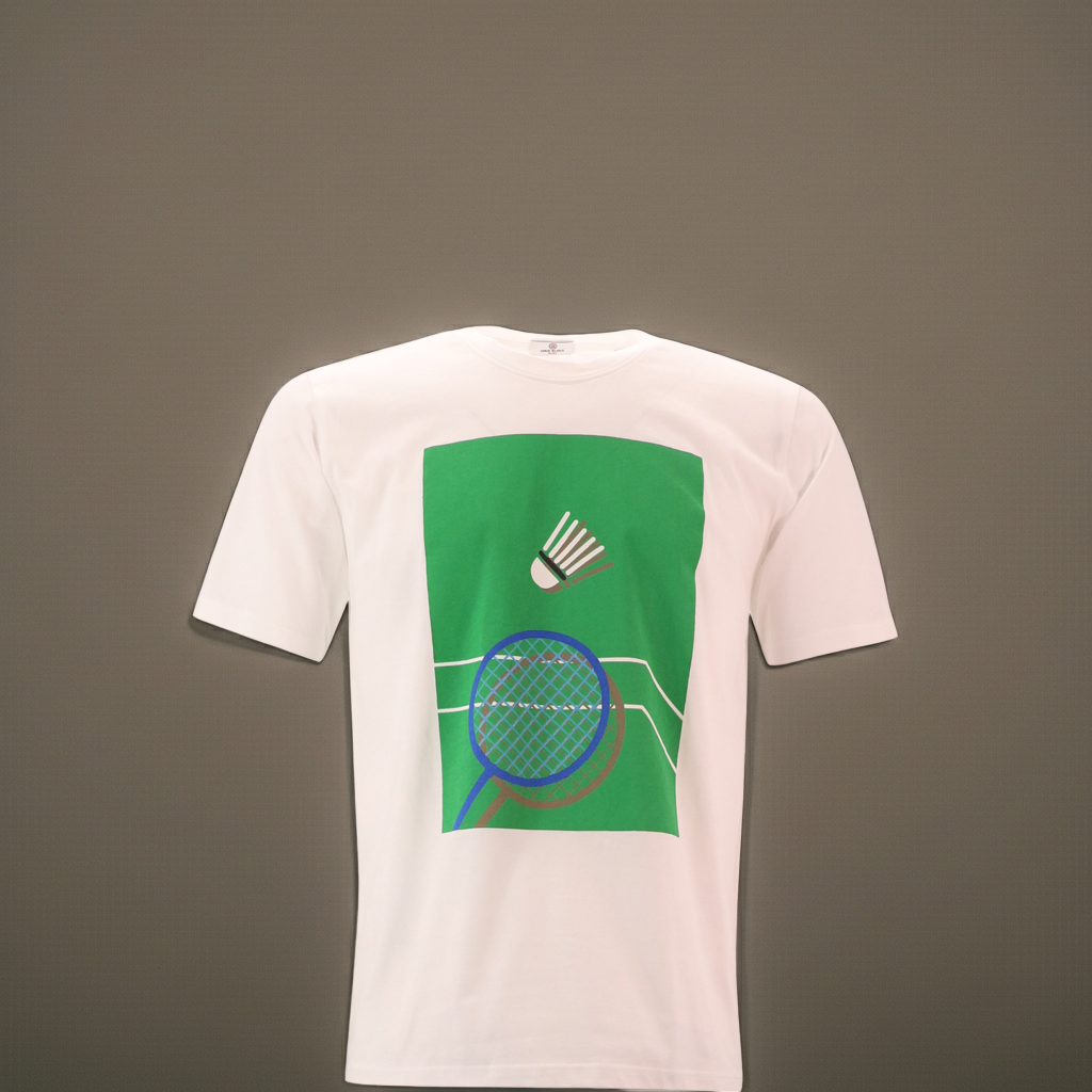 "PLAY" Badminton Graphic Tee S/S: White