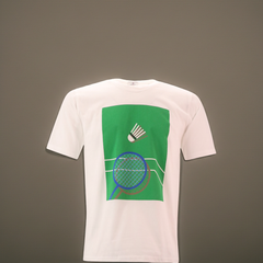 "PLAY" Badminton Graphic Tee S/S: White