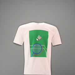 "PLAY" Badminton Graphic Tee S/S: White