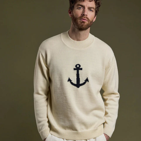 Anchor Sweater L/S: Natural & Navy