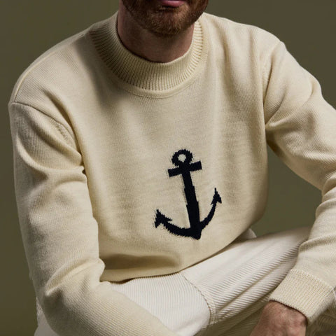 Anchor Sweater L/S: Natural & Navy